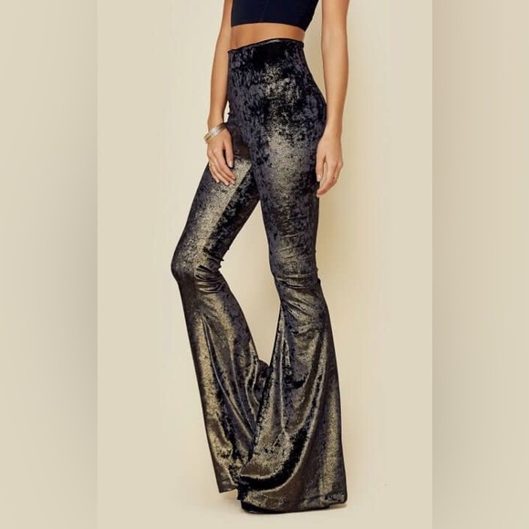 Show Me Your MuMu Pants - Show Me Your Mumu Bam Bam Bells Wide Leg Crushed Velvet Pants High Waist Small